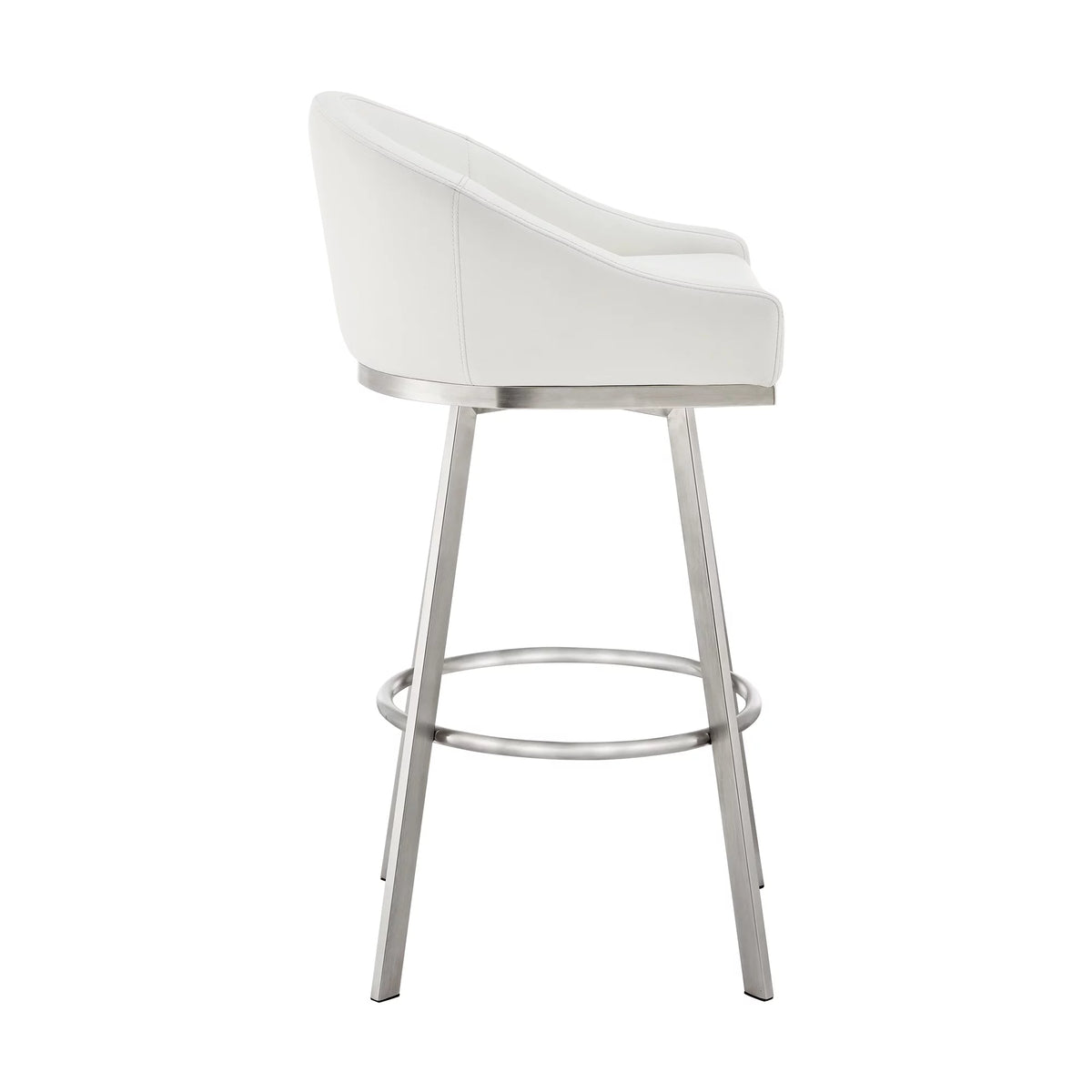26 Inch Swivel Counter Stool Chair White Faux Leather S9635