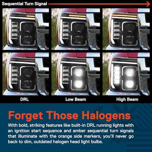 LED Headlight Assembly Replacement with Amber Sequential Turn Signal E350