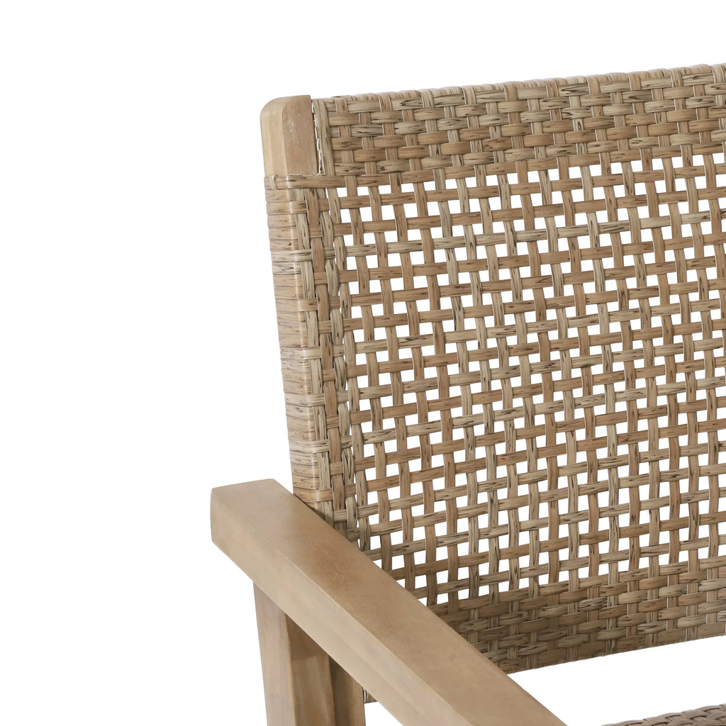 Wicker and Acacia Wood Outdoor Club Chairs, Set of 2 P782