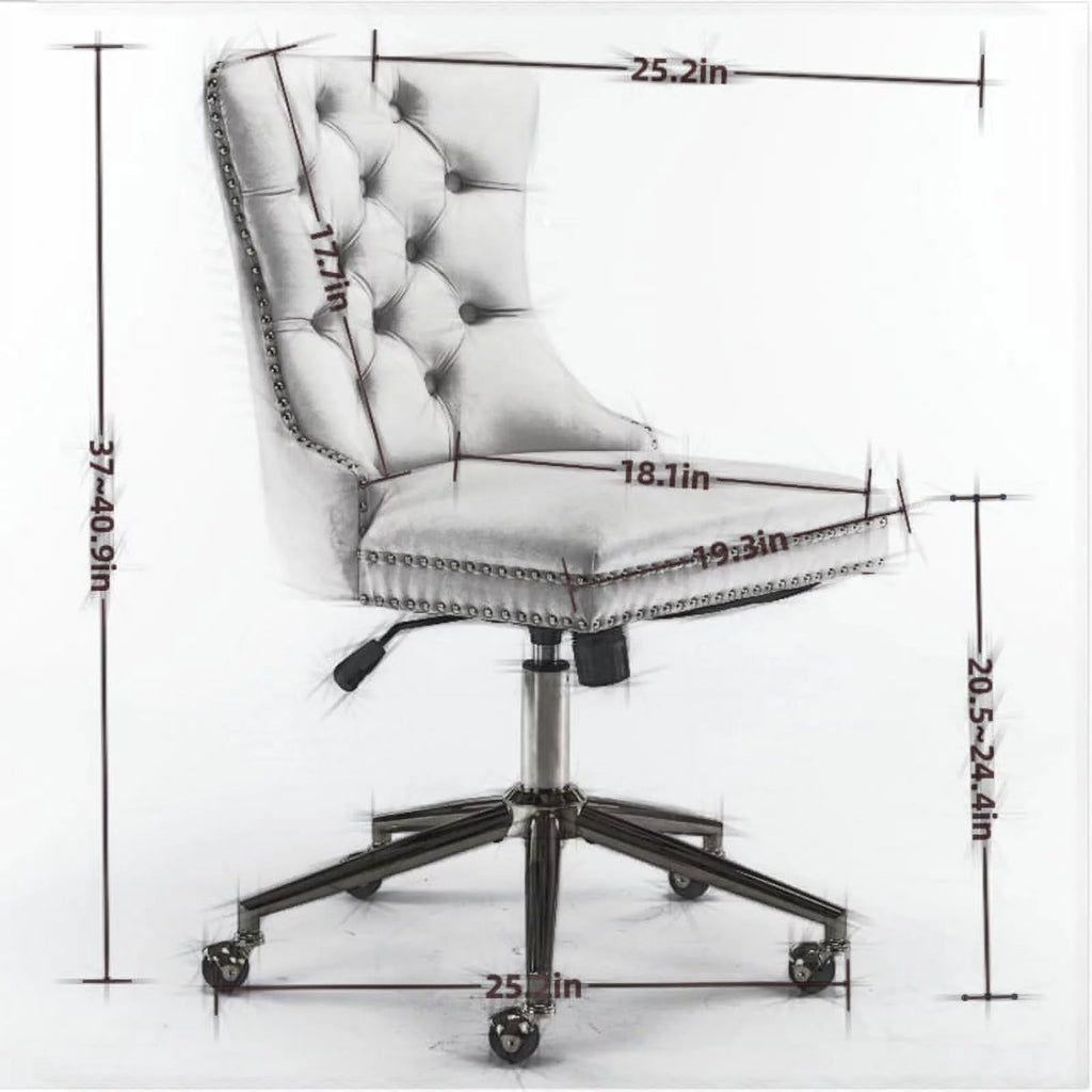 Velvet Upholstered Tufted Office Chair with Golden Metal Base C319