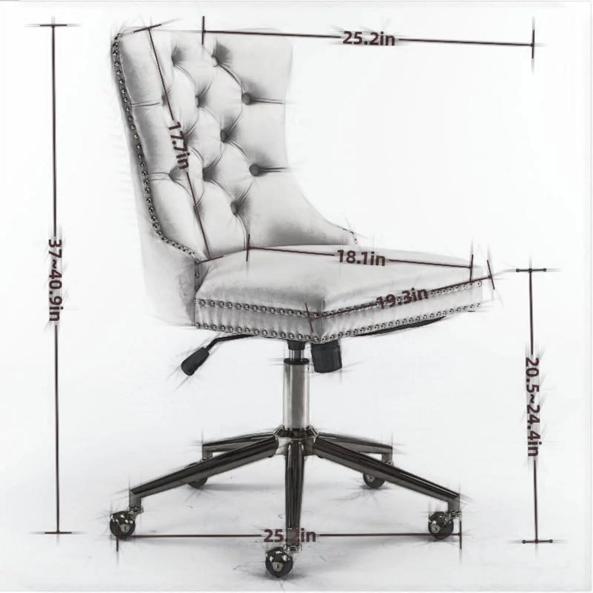 Velvet Upholstered Tufted Office Chair with Golden Metal Base C319