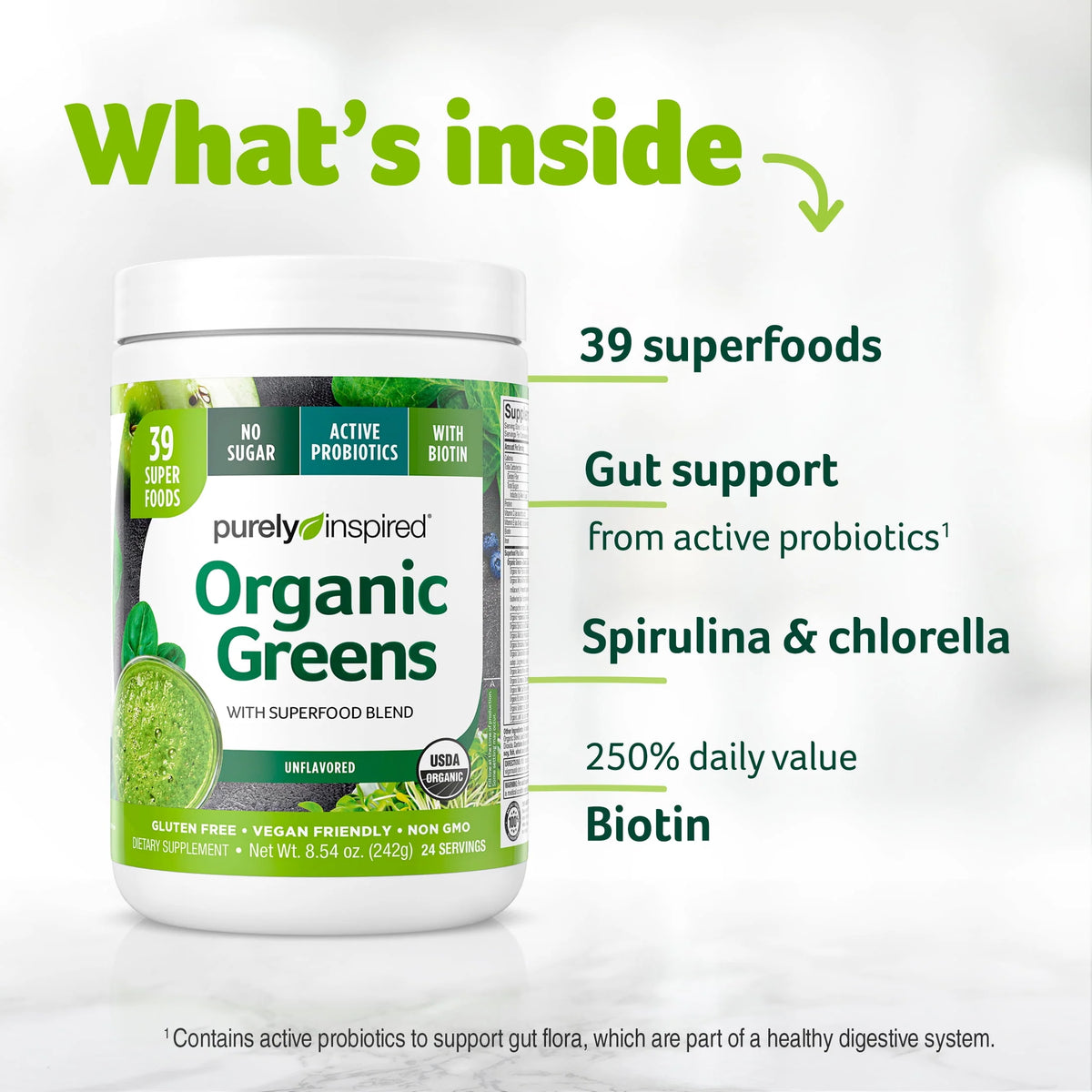 Organic Greens Superfood Powder, Unflavored, 8.57 oz F10188