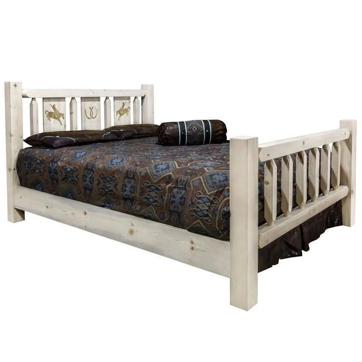 Twin Size Bed with Laser Engraved Bronc Design L253127