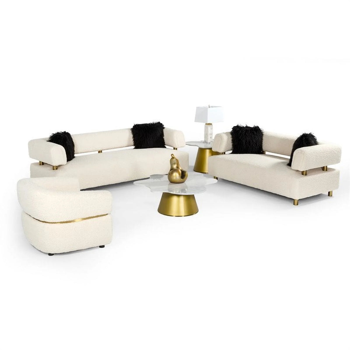 Beige Polyester Fabric & Stainless Steel Sofa M67211