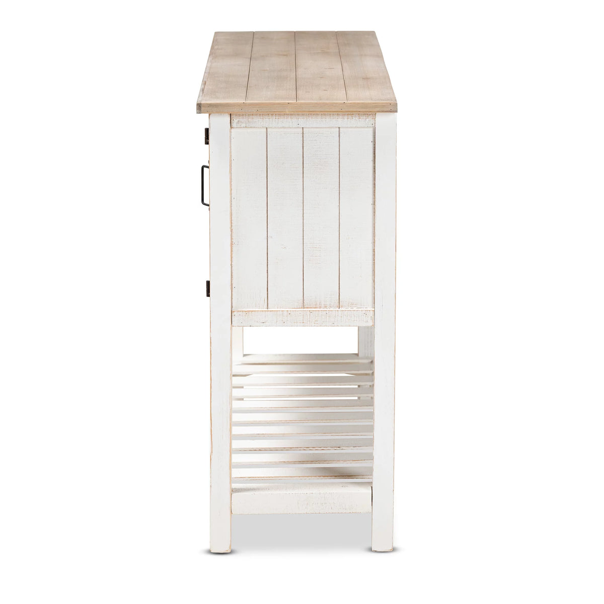 White and Oak Brown Wood 2-Door Sideboard Buffet I910
