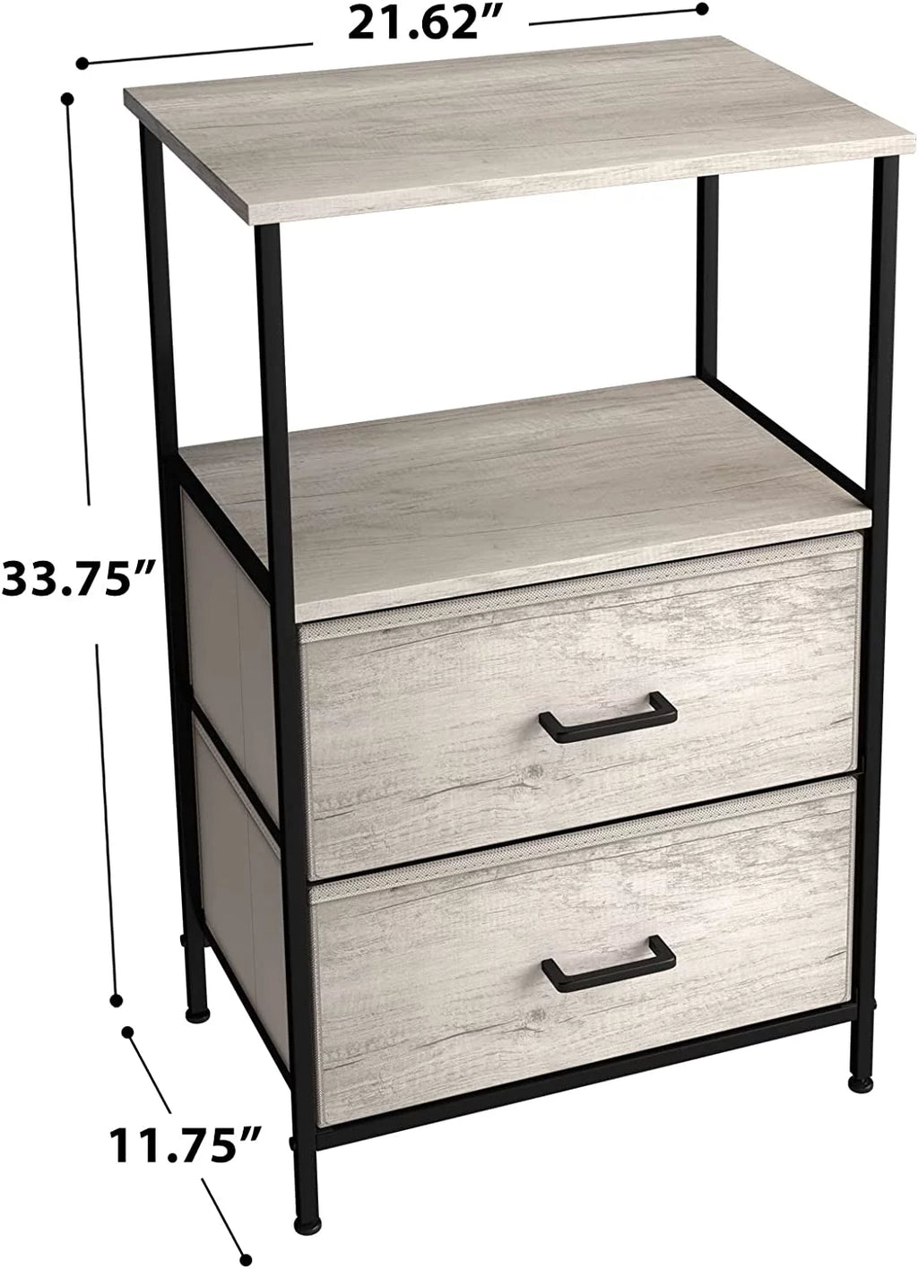 3 Drawer Nightstand with Steel Frame and Wood Top B926