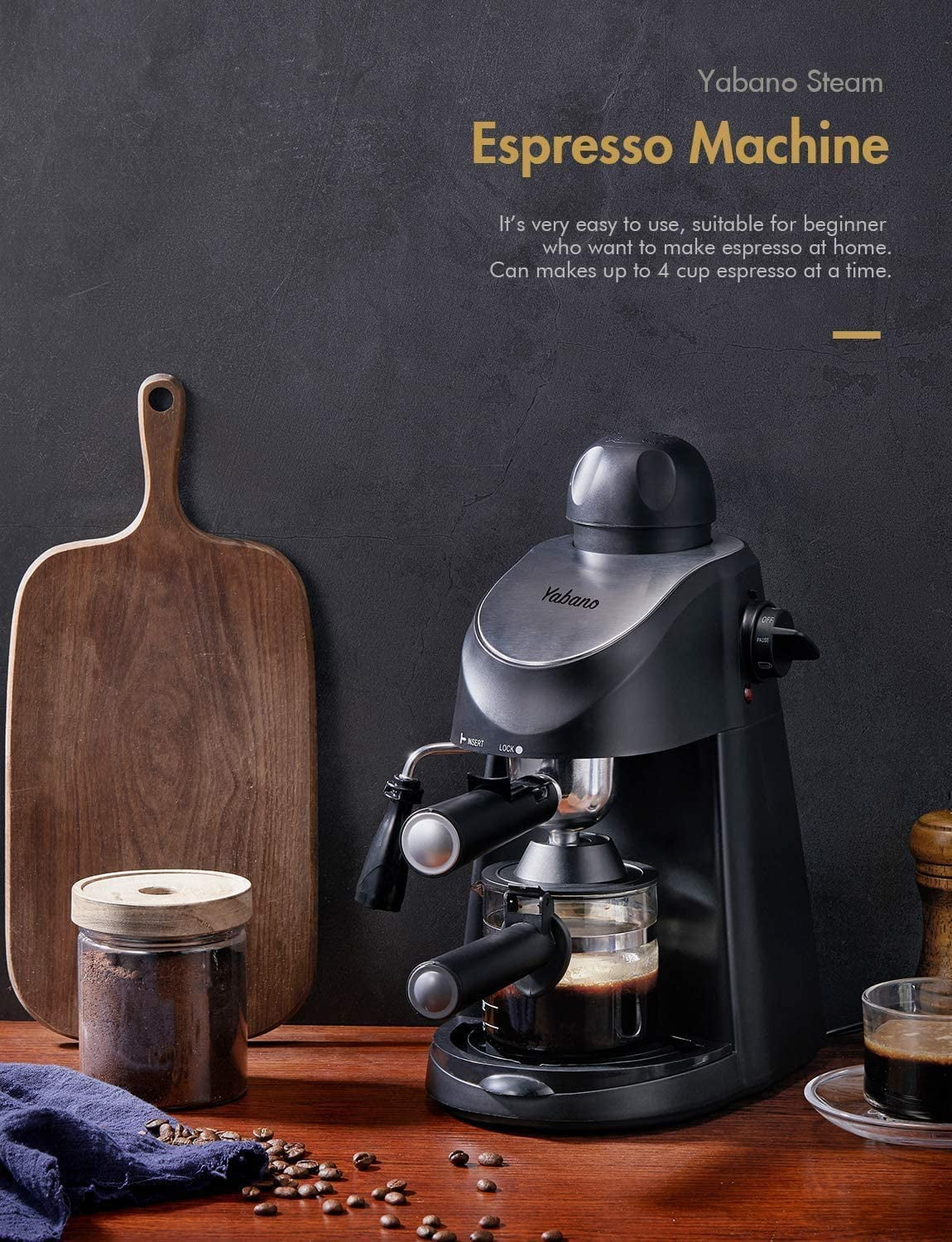 3.5 Bar 4 Cup Steam Espresso Cappuccino Maker with Milk Frother W404084