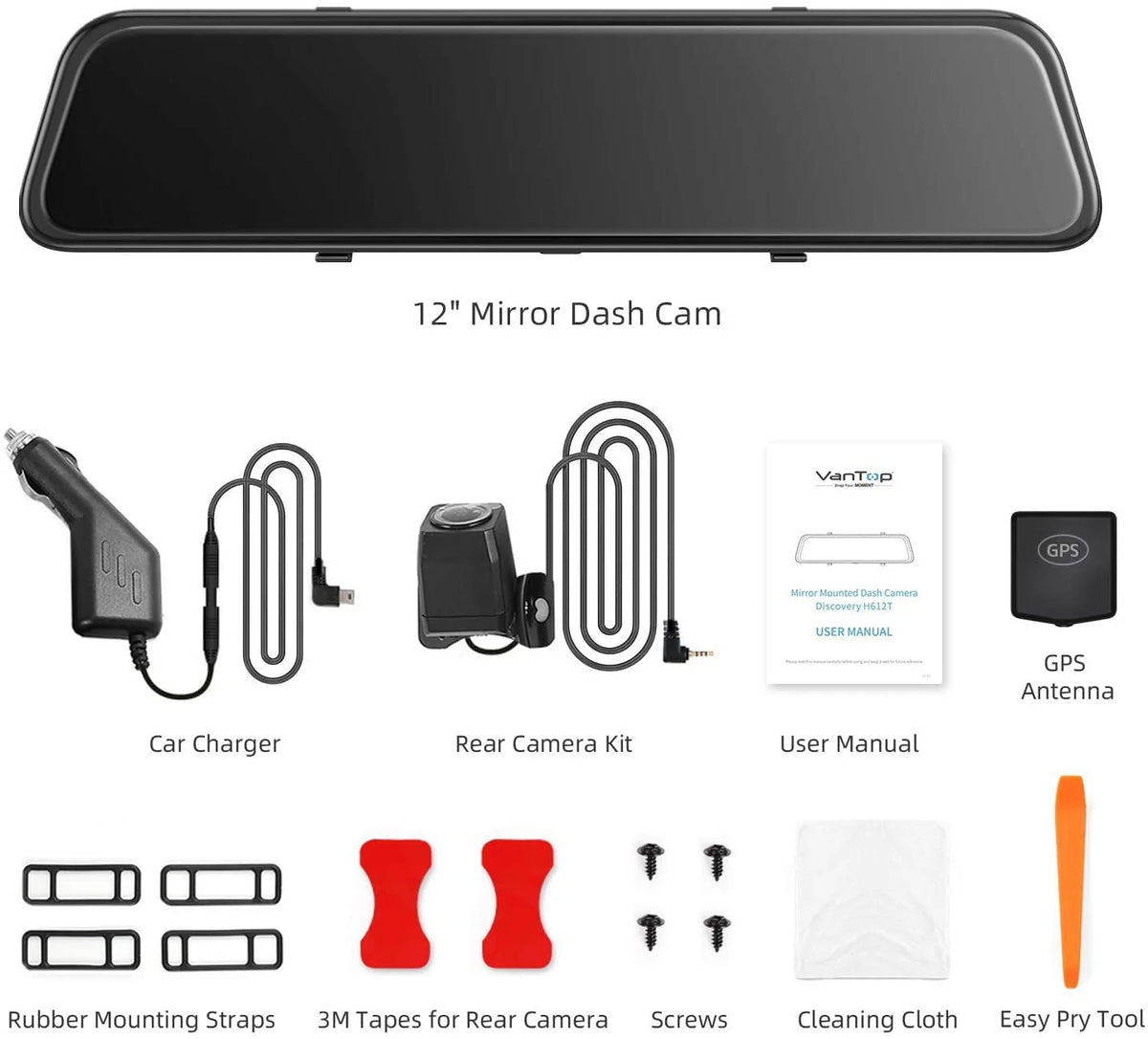 4K 12 Mirror Dash Cam Front & Rear View Dual Dash Camera S274112