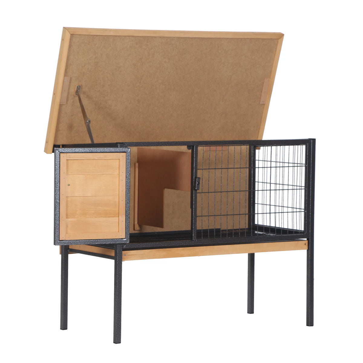 Wooden Rabbit House with Roof Q3968