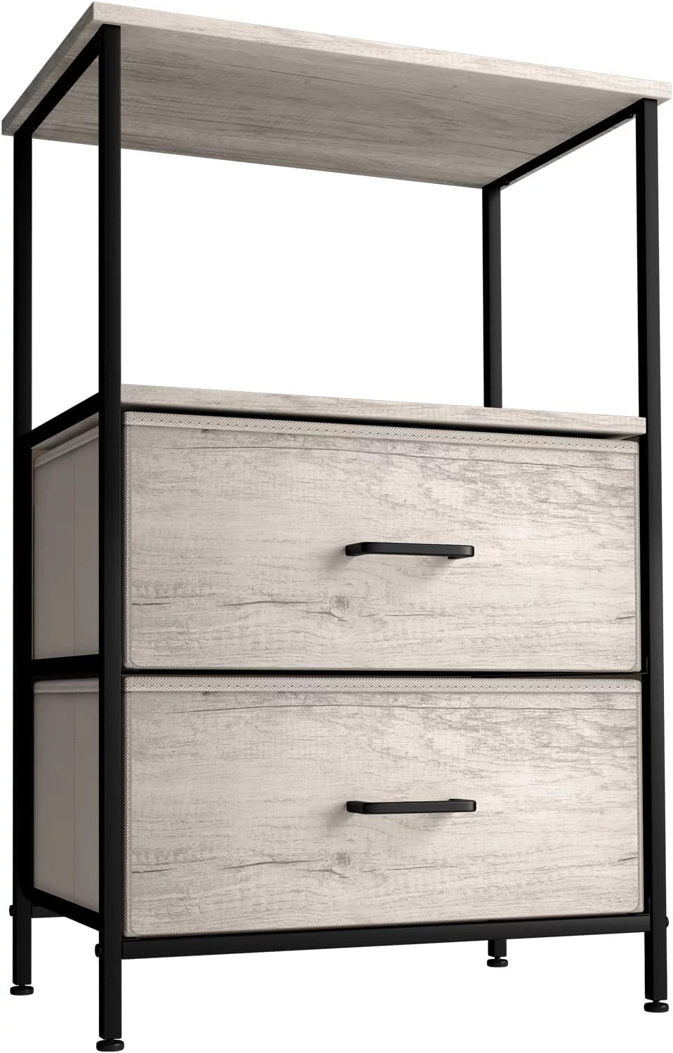 3 Drawer Nightstand with Steel Frame and Wood Top B926