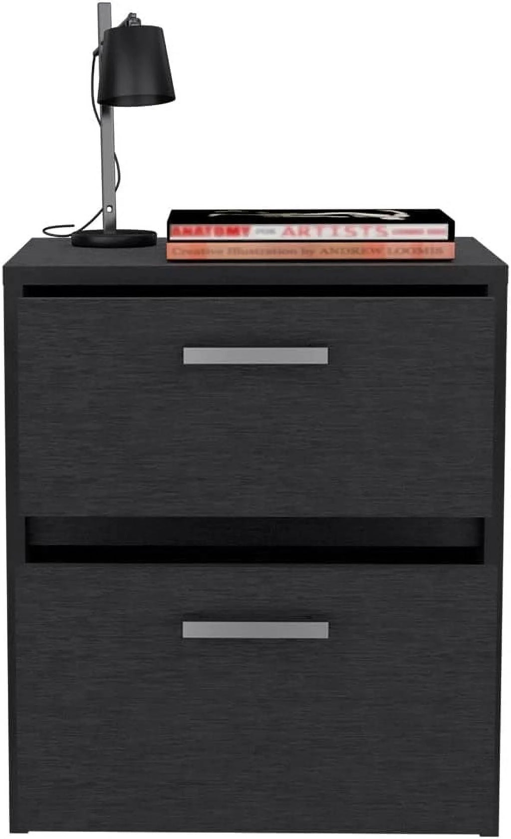 Black Two Drawers Nightstand R97654