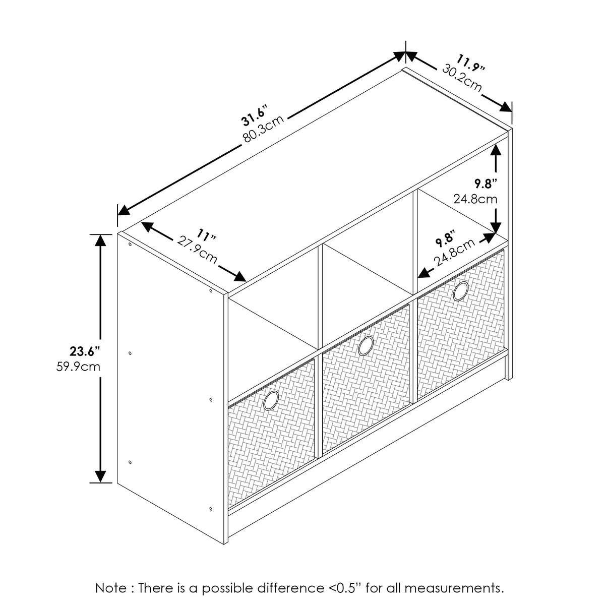3x2 Bookcase Storage with Bins H67245