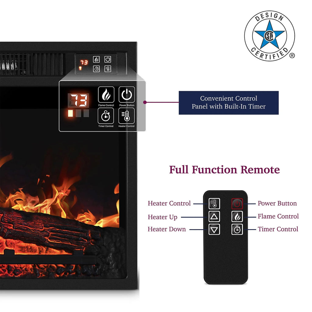 Gray Fireplace TV Stand with 23" Electric Fireplace and Storage Cabinet L3154
