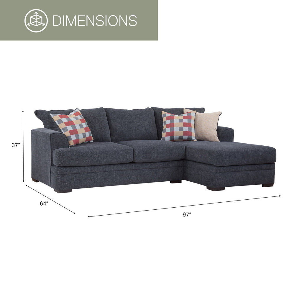 Charcoal Two Piece Sectional Sofa with Three Throw Pillows R4627