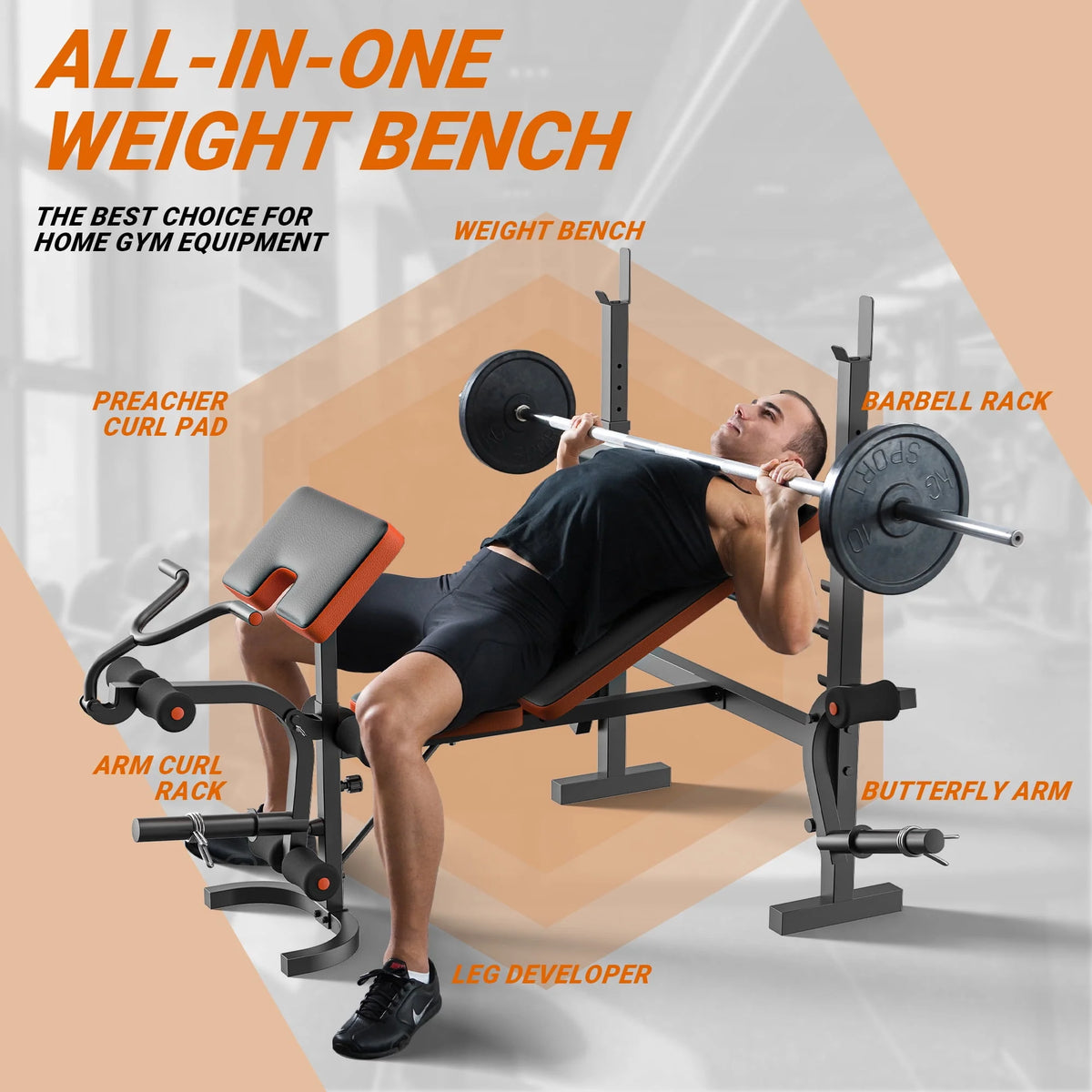 6 Positions Adjustable Foldable Weight Bench O50544