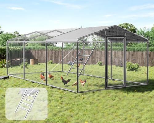 9x25.3x6.4 FT Walk-in Chicken Coop with PE Cover Z5923