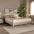 Antique White Oak Wood Full Size Platform Bed Frame A271
