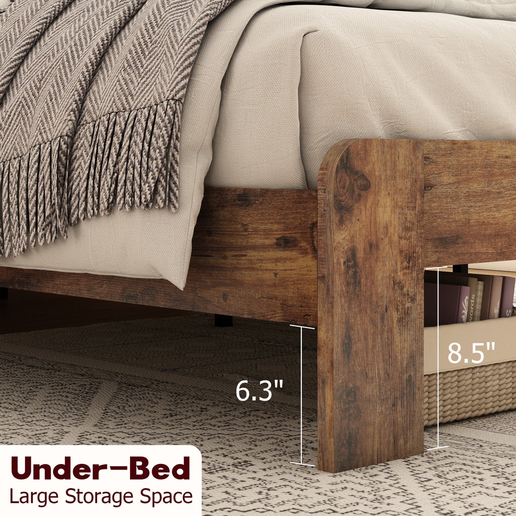 King Size Platform Bed with High Headboard and Under Bed Storage I71942