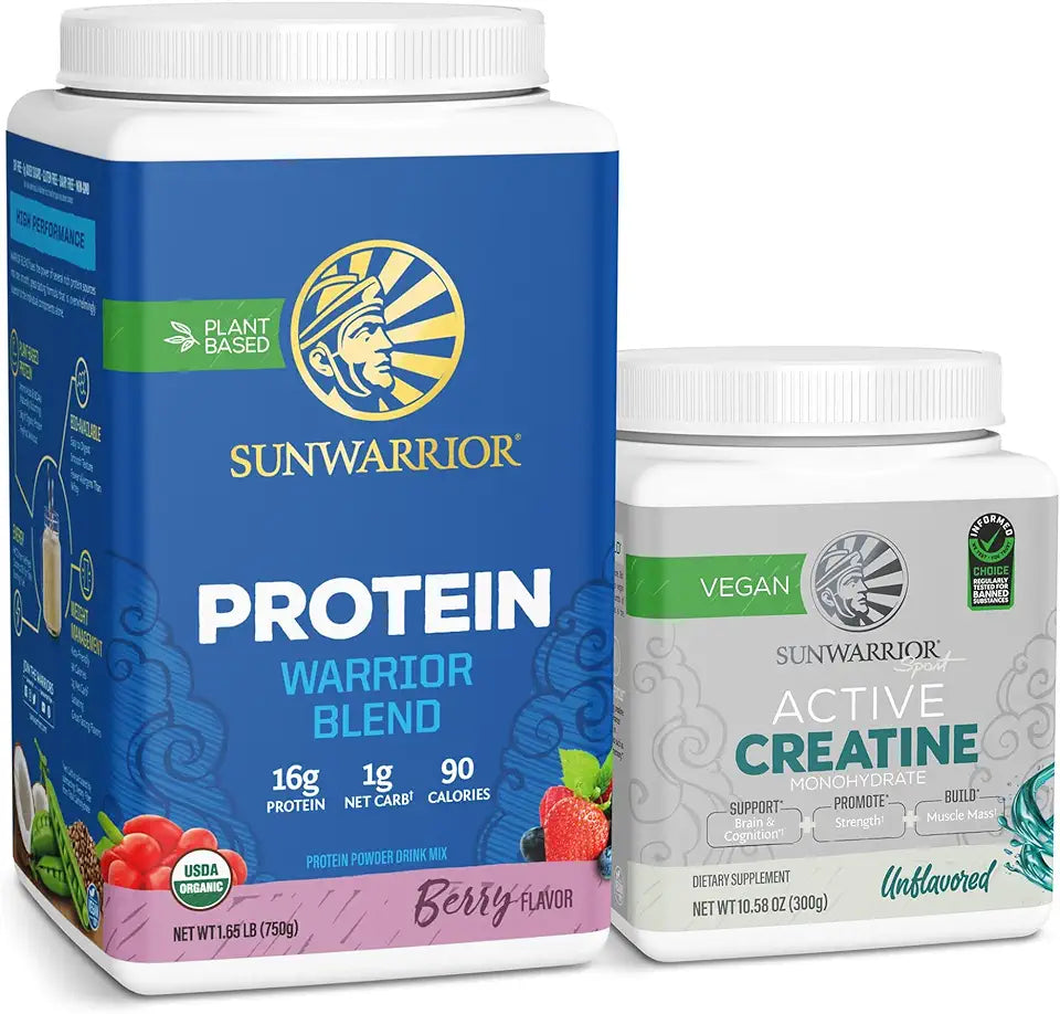 Berry Flavored Vegan Protein Powder and Unflavored Creatine Monohydrate Powder D625861