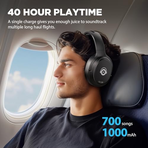 Black Wireless Over Ear Active Noise Cancelling Headphones T91646