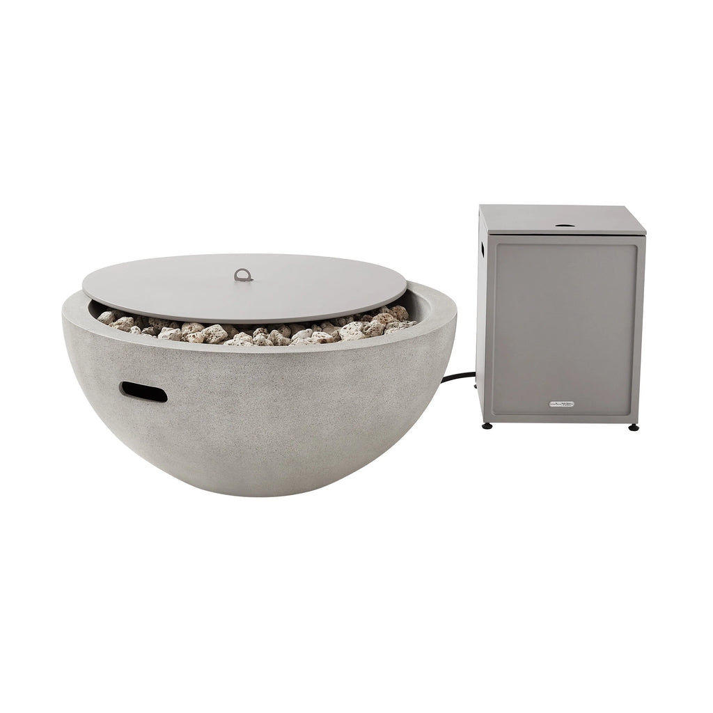 36 Round 65,000 BTU Propane Faux Concrete Fire Pit with Tank Hideaway N186