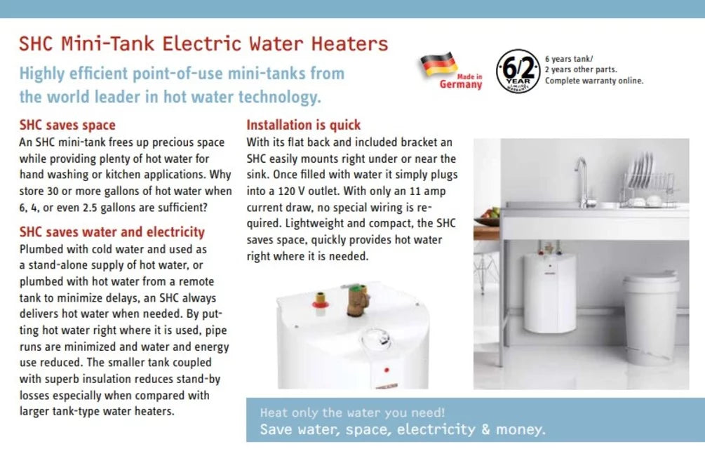 2.5 Gal. 1300W Electric Water Heater R227037