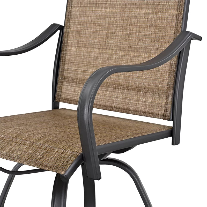 8-Piece Beige Black Metal Outdoor Dining Set A227