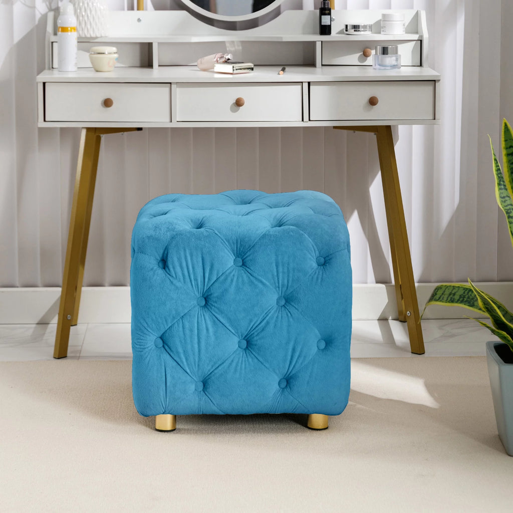 Velvet Tufted Square Ottoman S899