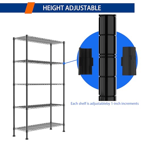5-Wire Metal Storage Rack Adjustable Shelves T8434