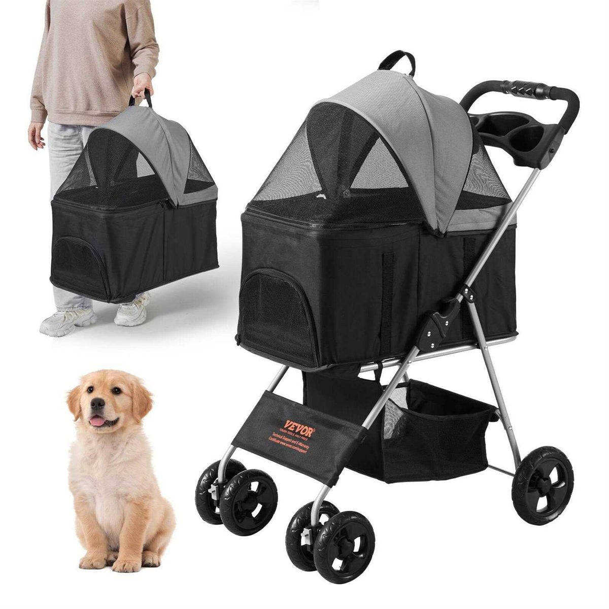 4 Wheels Pet Stroller with Brakes X49338