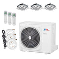 Tri 3 Zone Ductless Mini Split Ceiling Cassette Air Conditioner Heat Pump 9000 12000 12000 W140052