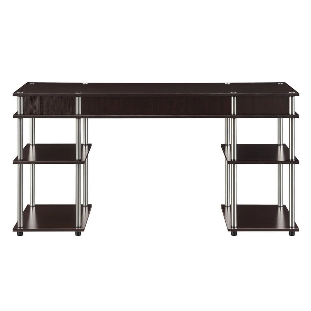 Espresso Wood Student Desk with Shelves E2010