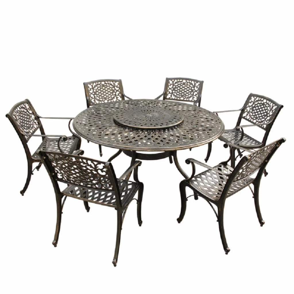 Aluminum 7 Piece Dining Set with Lazy Susan N21719