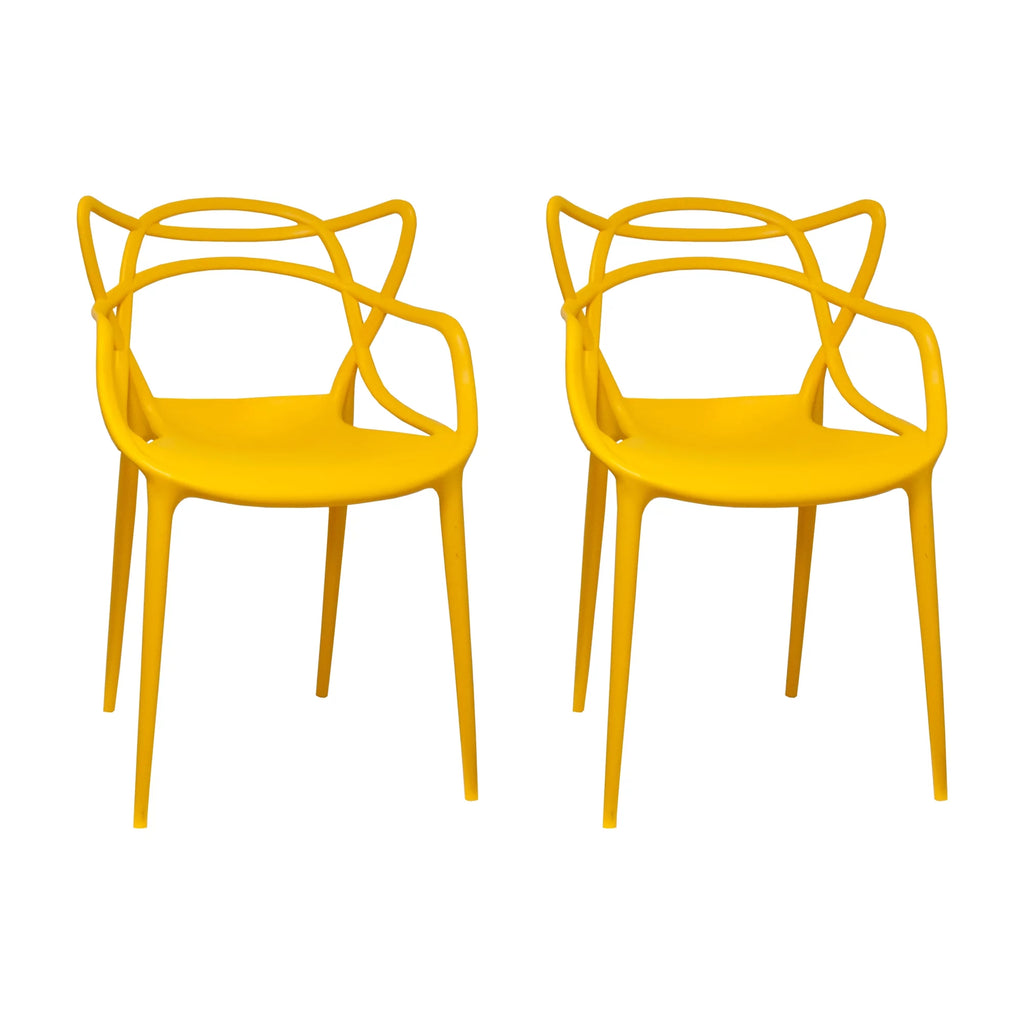 Yellow Molded Plastic Dining Chair Set of 2 Q459375