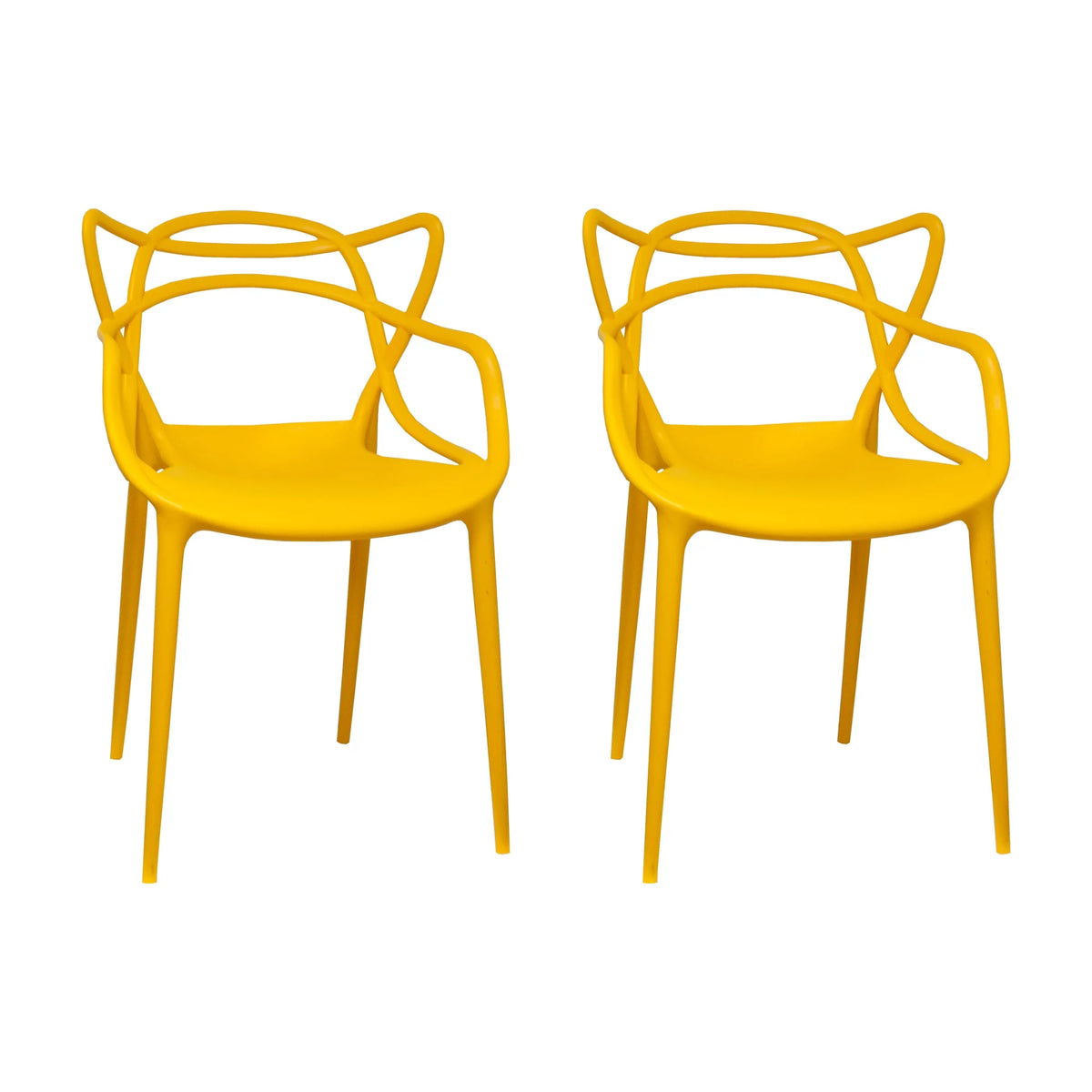 Yellow Molded Plastic Dining Chair Set of 2 Q459375