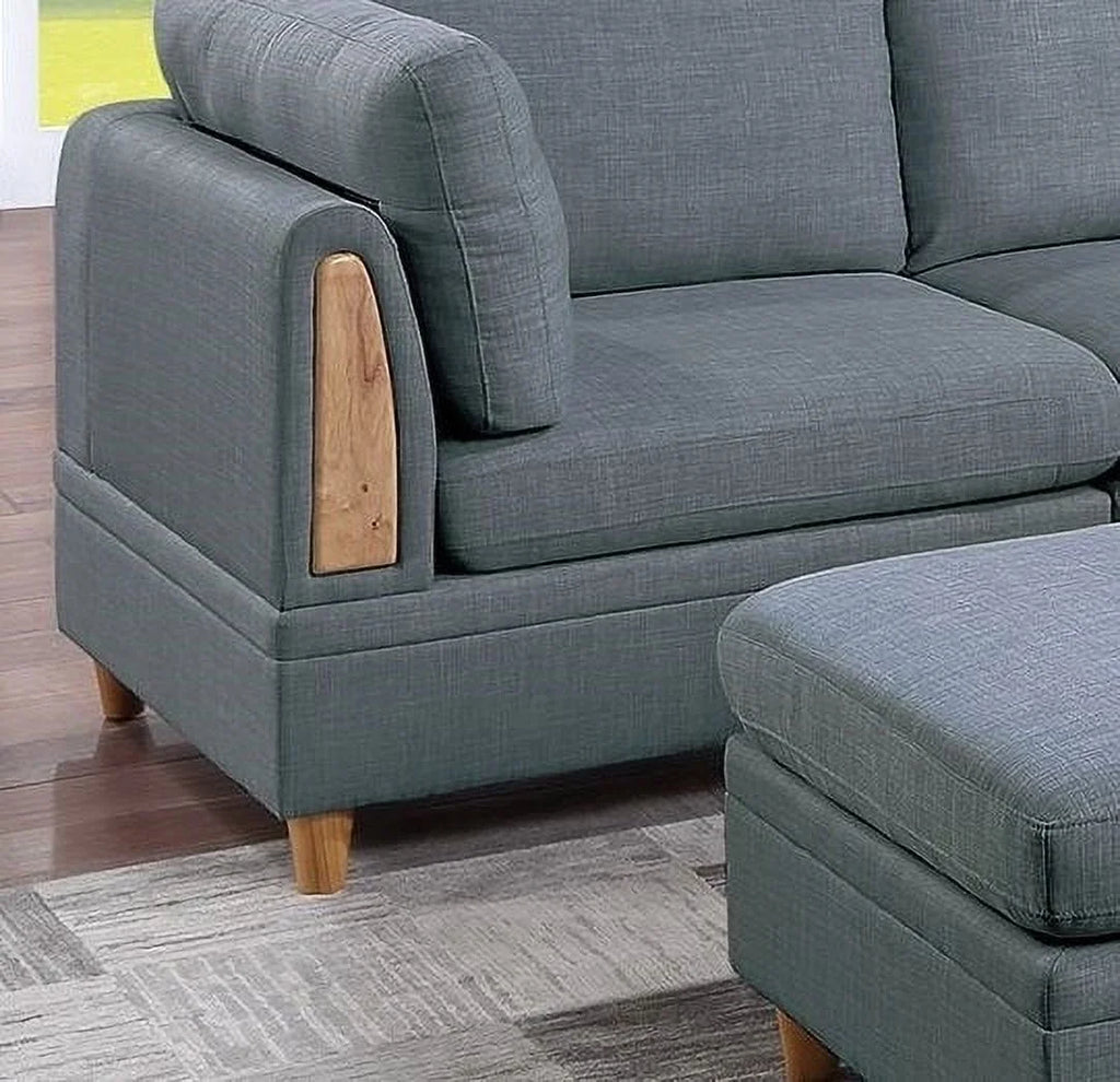 6pc Modular Sectional Sofa Set Steel Gray W4189