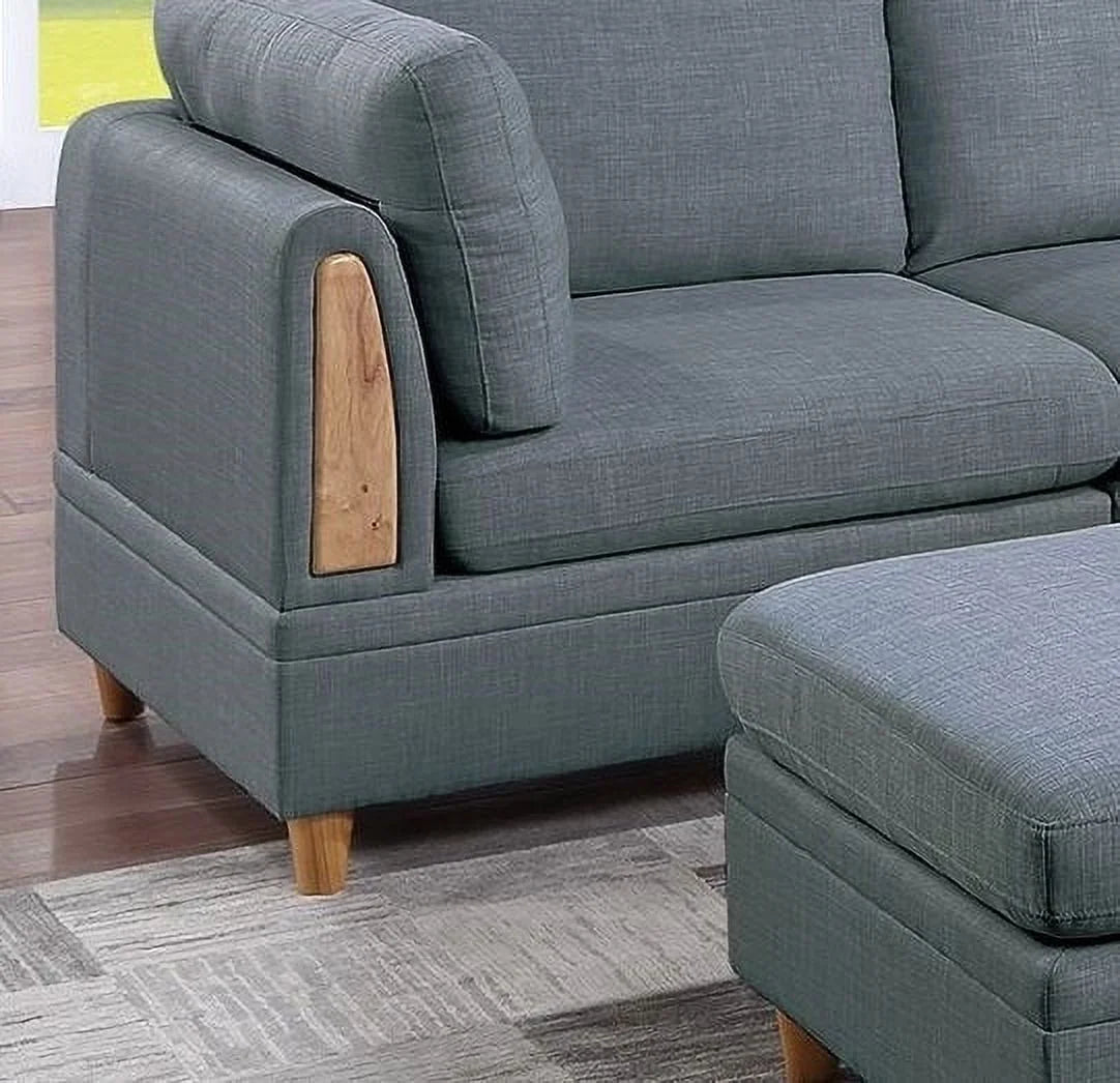 6pc Modular Sectional Sofa Set Steel Gray W4189
