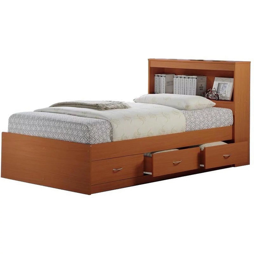 Black Twin-Size Captain Bed with 3 Drawers and Headboard A466690