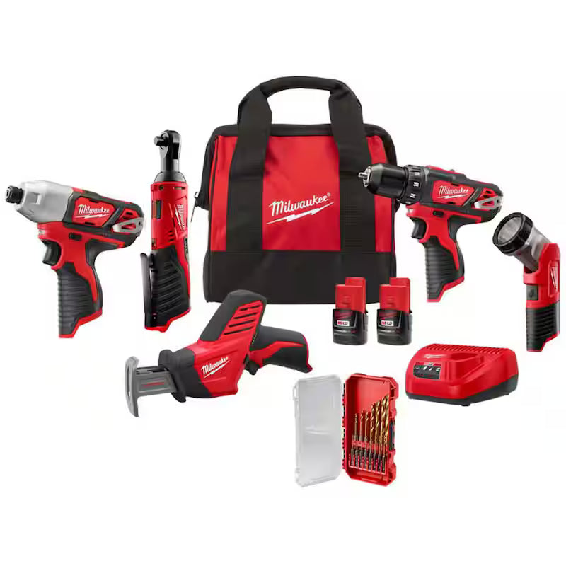 12V Cordless 5-Tool Combo Kit with 15-Piece Drill Bit Set M4773