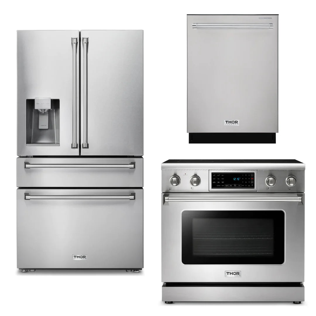 36 Electric Range, Refrigerator with Water and Ice Dispenser, Dishwasher V4496