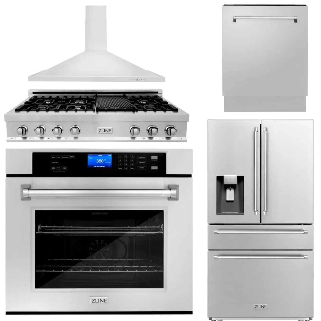 48 Rangetop, Range Hood, Refrigerator with Water and Ice Dispenser, Dishwasher, Wall Oven V5043