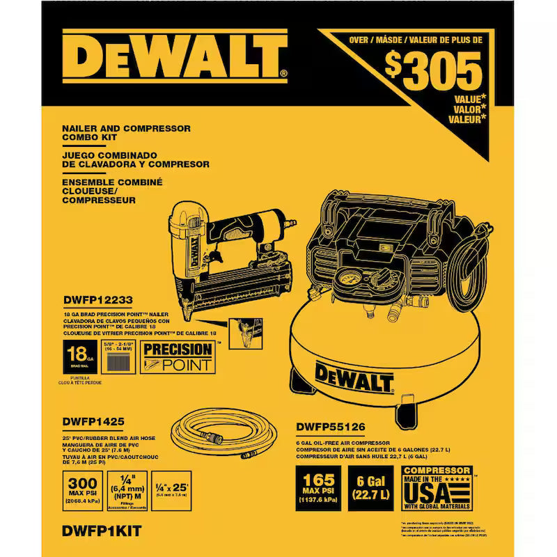 6 Gal. Brad Nailer and Pancake Air Compressor Combo Kit V46112