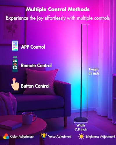 Corner Floor Lamp, Smart RGB LED Color Changing Standing Lamp A77767