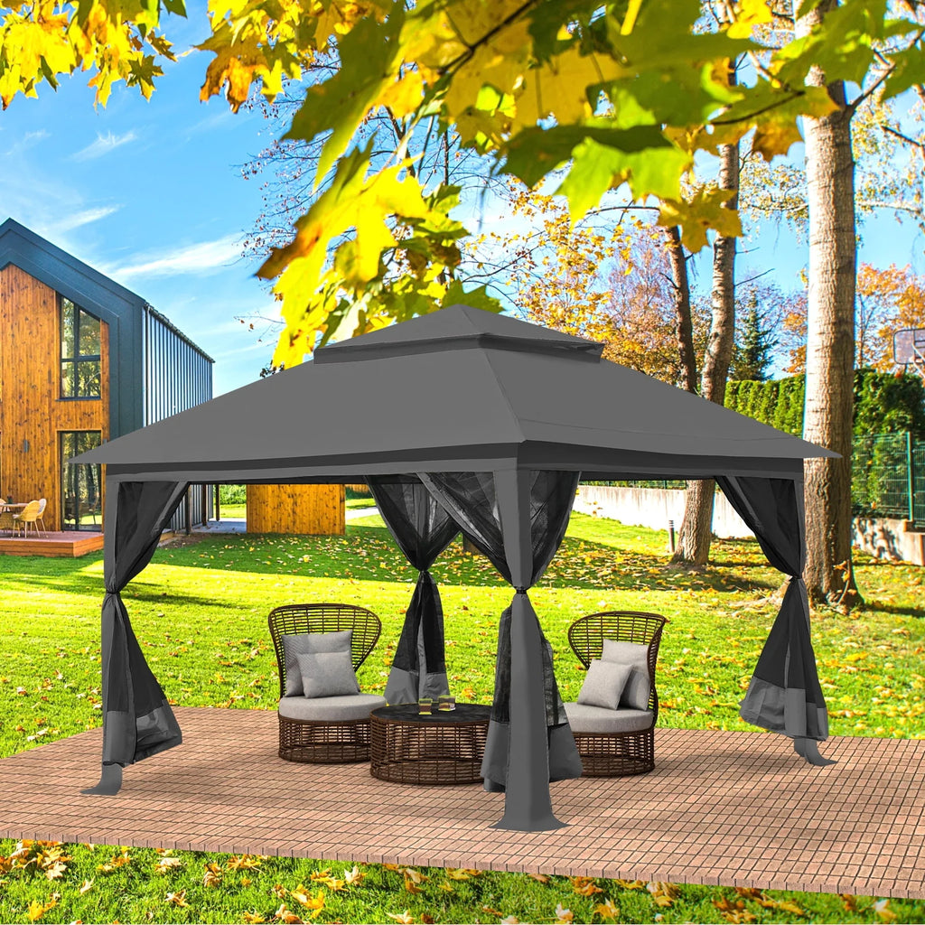 13 x 13 ft Pop up Gazebo Canopy Shelter with Mosquito Netting H513868