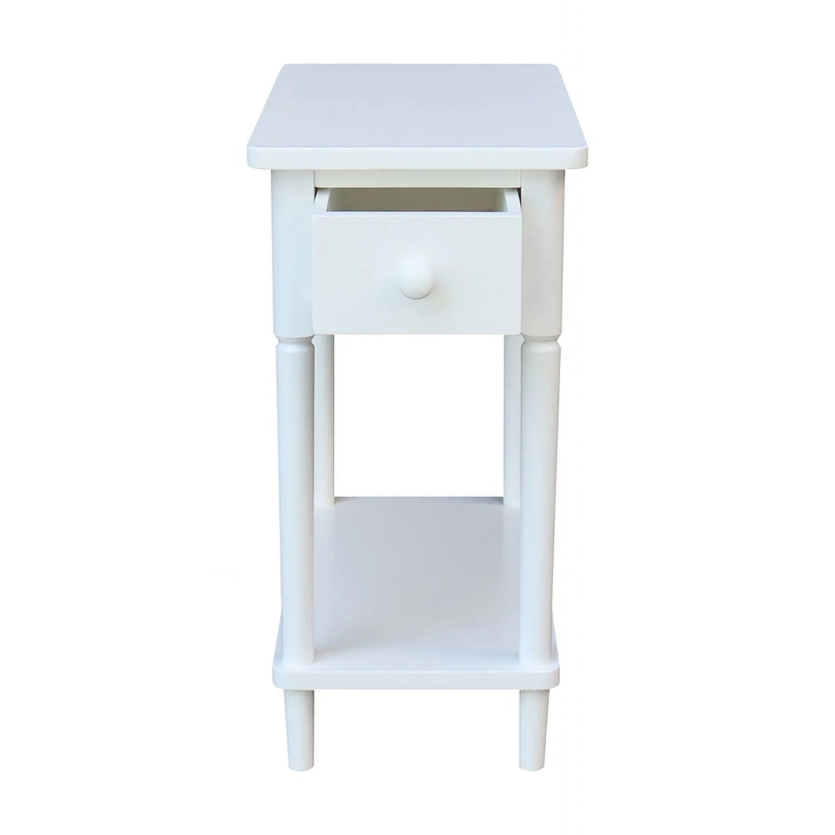 White Narrow Solid Wood Side Table E248