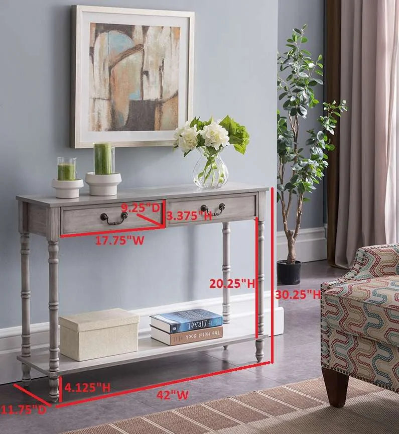 Washed Oak 2 Drawer Console Table with Shelf Z890814