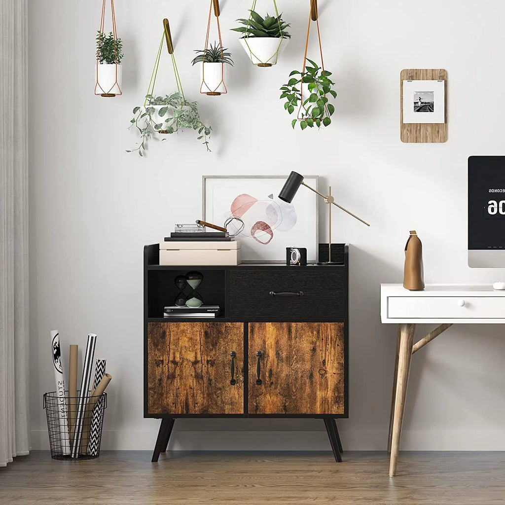 Cabinet with 1 Drawer 2 Doors 1 Open Shelves Free Standing Cupboard with 4 Legs G903649