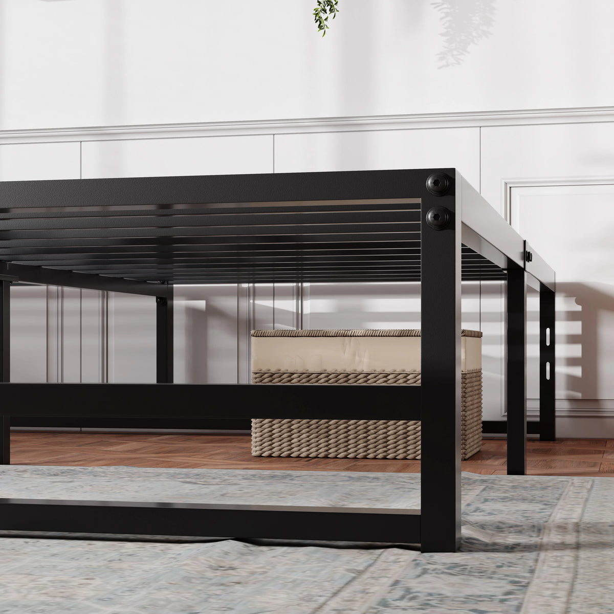 Queen Size Metal Platform Bed Frame with Storage Space H33322