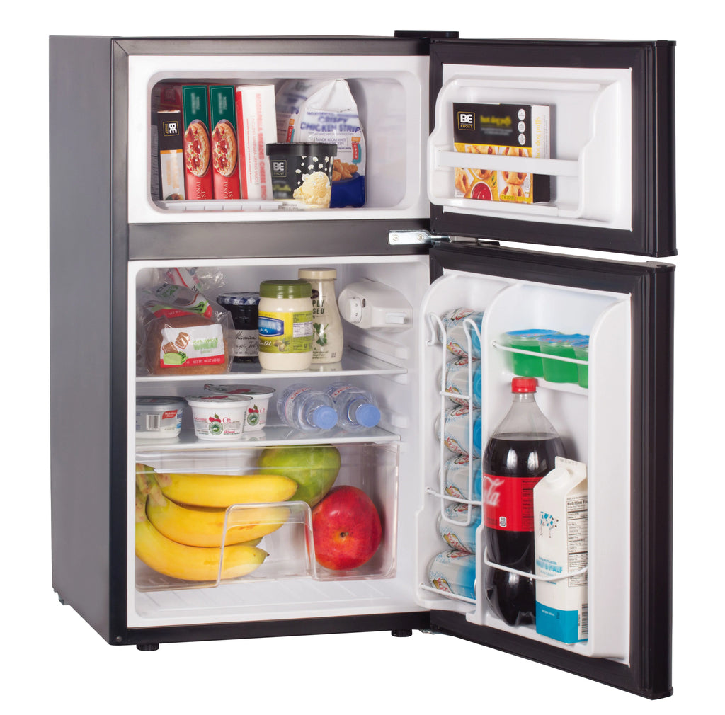 3.2 Cu Ft Two Door Mini Fridge with Freezer, Black K95306