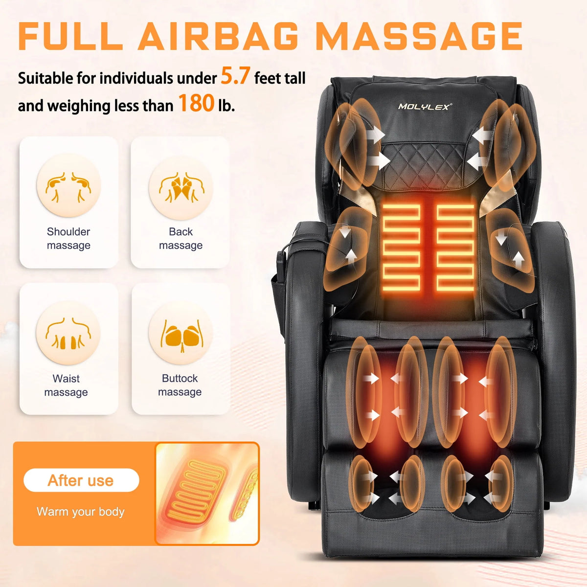 Small Zero Gravity Full Body Massage Chair with Heating and Airbags O9515